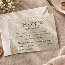 Ivory Rustic Linen Beige Elegant RSVP Reply Card