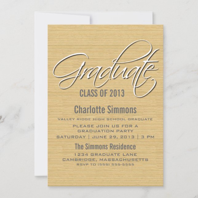 Ivory Rustic Script Graduation Invite (Front)