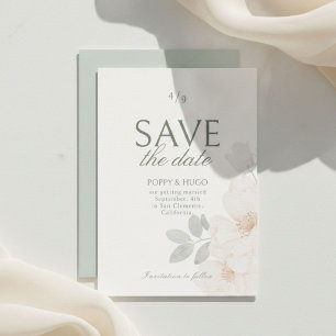 Ivory & Sage   Floral Wedding Save the Date Card
