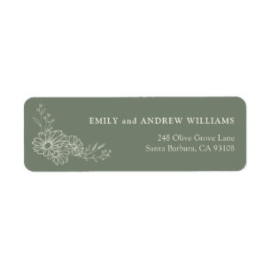 Ivory Sage Green Daisy Wedding Return Address