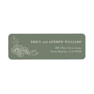 Ivory Sage Green Daisy Wedding Return Address