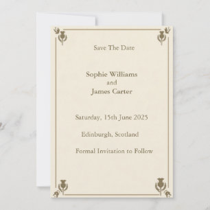 Ivory Sage Thistle Botanical Save The Date Card