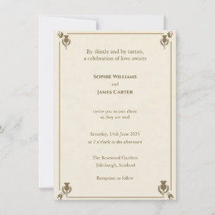 Ivory Sage Thistle Botanical Wedding Invitation