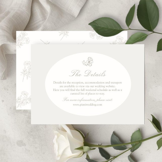 Ivory & Sand | Oval Floral Wedding Enclosure Card (Creator Uploaded)