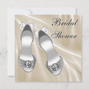 Ivory Satin Shoes White Bridal Shower Invitation