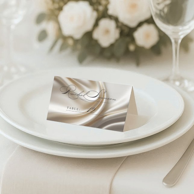 Ivory Satin wedding place card (Wedding placecard with a satin background)