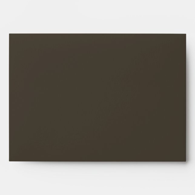 Ivory Script Espresso Brown Wedding Return Address Envelope (Front)