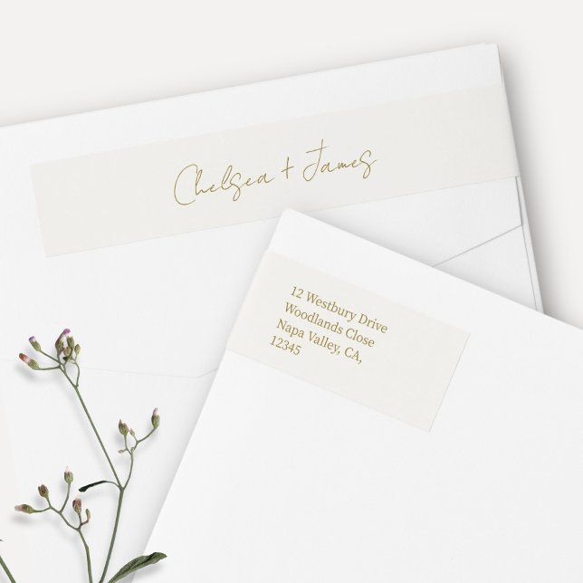 Ivory | Script Welcome Wedding Address Wrap Around Label (Creator Uploaded)