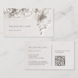 Ivory Sculptural 3D Flowers Business Card