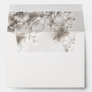 Ivory Sculptured Flowers Roses Wedding Envelope