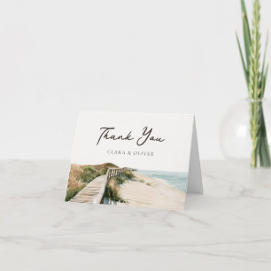 Ivory Seafoam Sand Dune Outer Banks Coast Wedding Thank You Card