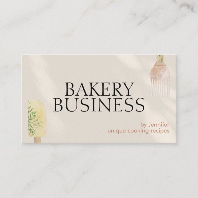 Ivory Shadow Pastry Spoon Spatula Chef Bake Business Card (Front)