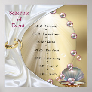 Ivory Silk, Gold Lace & Pearls and Marble Poster