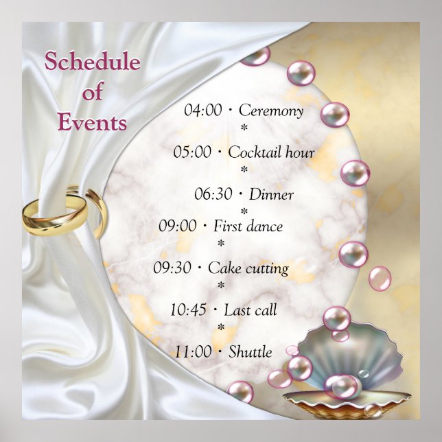 Ivory Silk, Gold Lace & Pearls and Marble Poster (Front)