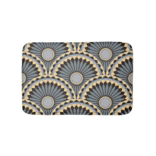 Ivory Silver: Circular Floral Tile. Bath Mat