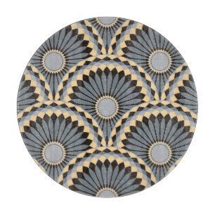 Ivory Silver: Circular Floral Tile. Cutting Board