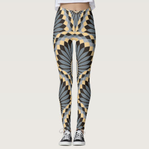 Ivory Silver: Circular Floral Tile. Leggings