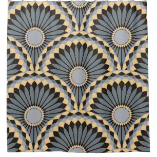 Ivory Silver: Circular Floral Tile. Shower Curtain