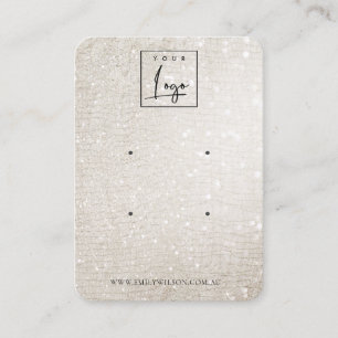 Ivory Silver Sparkle Shiny Logo 2 Earring Display Business Card