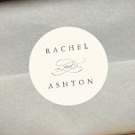 Ivory Simple Elegant Wedding  Classic Round Sticker<br><div class="desc">Elegant and simple wedding sticker with your names. For more advanced customisation of this design,  please click the BLUE DESIGN TOOL BUTTON above!  Matching items are also available.</div>