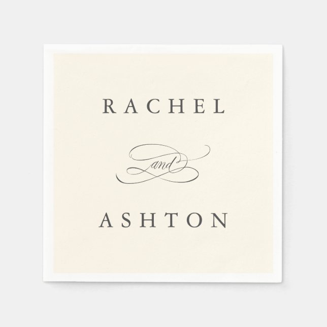 Ivory Simple Elegant Wedding Napkins (Front)