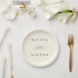 Ivory Simple Elegant Wedding  Paper Plate