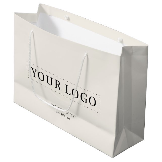 Ivory Simple Minimal Business Logo Gift Large Gift Bag (Front Angled)