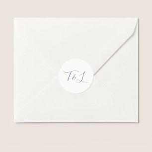 Ivory   Simple Minimal Script Initials Wedding  Classic Round Sticker