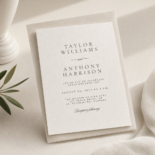 Ivory Simple Modern Elegant Minimal Wedding Invitation