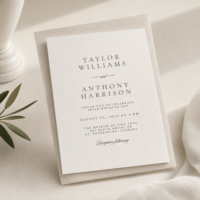 Ivory Simple Modern Elegant Minimal Wedding Invitation (Creator Uploaded)