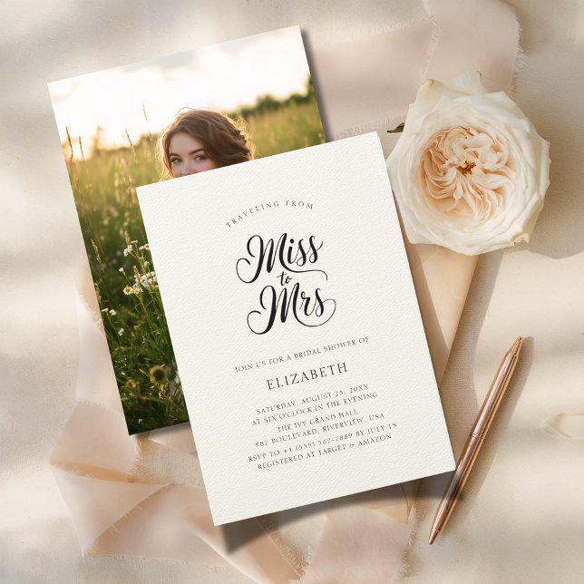 Ivory Simple Modern Miss to Mrs. Bridal Shower Invitation (Creator Uploaded)