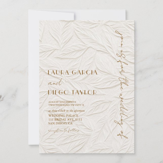 Ivory Simple Modern Wedding Invitation (Front)