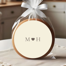 Ivory Simple Monogram Heart Wedding Favor