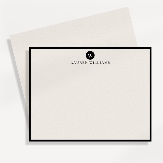 ivory, Single Initial  Black Border Note card (Creator Uploaded)