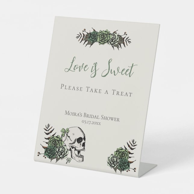 Ivory Skull Roses Irish Bridal Shower Favours Sign (Front)