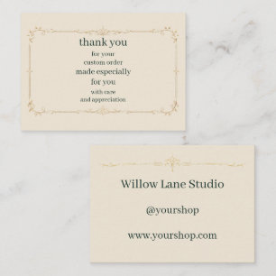 Ivory Small Business Custom Order Insert Card