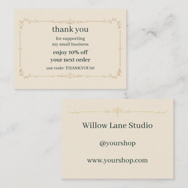 Ivory Small Business Discount Code Insert Card (Front/Back)