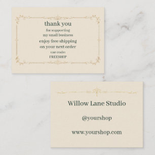 Ivory Small Business Free Shipping Insert Card