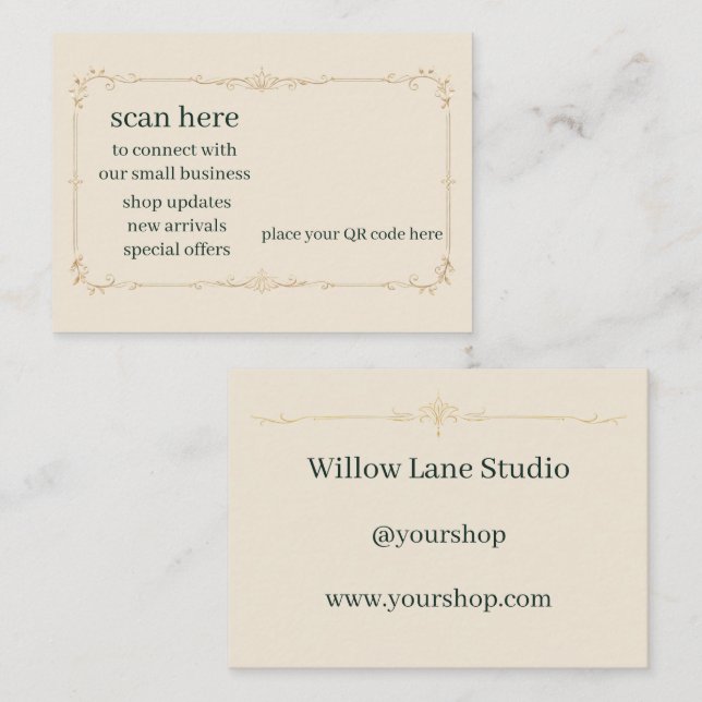 Ivory Small Business QR Code Insert Card (Front/Back)