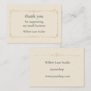 Ivory Small Business Thank You Insert Card