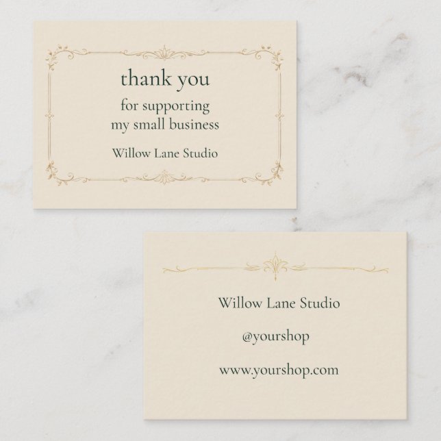 Ivory Small Business Thank You Insert Card (Front/Back)