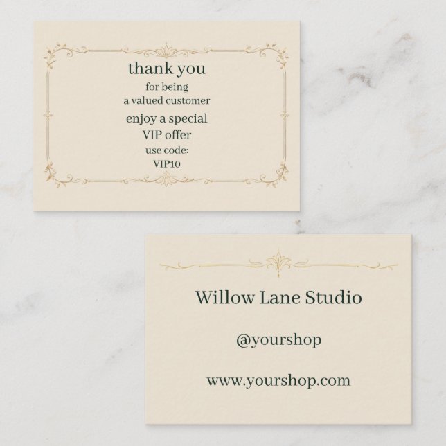 Ivory Small Business VIP Offer Insert Card (Front/Back)