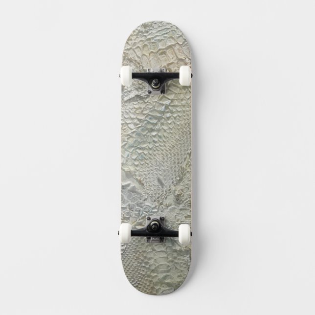 Ivory Snake Skin Skateboard Outdoors Deck and Whee (Front)