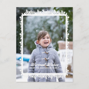 Ivory Snowflake Frame Holiday Photo Postcard