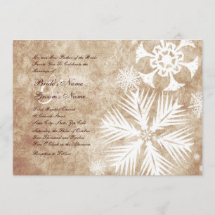 Ivory Snowflakes Vintage Wedding Invitations
