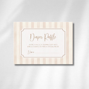 Ivory Soft Brown Stripes Gold Frame Diaper Raffle Enclosure Card