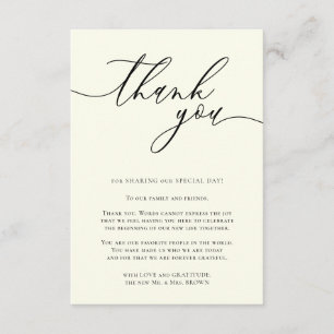 Ivory Soft Yellow Calligraphy Photo Thank You Enclosure Card