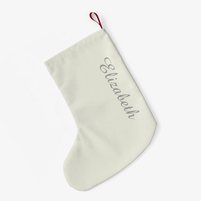 Ivory Solid Colour Customise It Small Christmas Stocking (Back (Hanging))