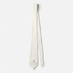ivory solid colour -monogrammed tie