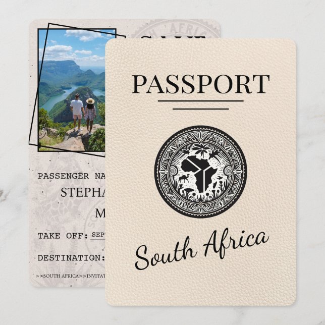 Ivory South Africa Passport Save The Date (Front/Back)